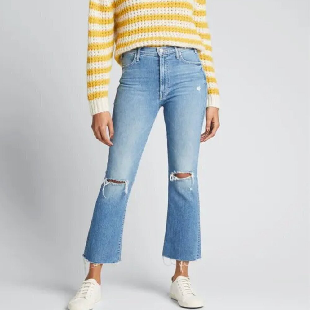 Mother The Hustler Ankle Fray Jeans High Rise Size 26 Premium Denim